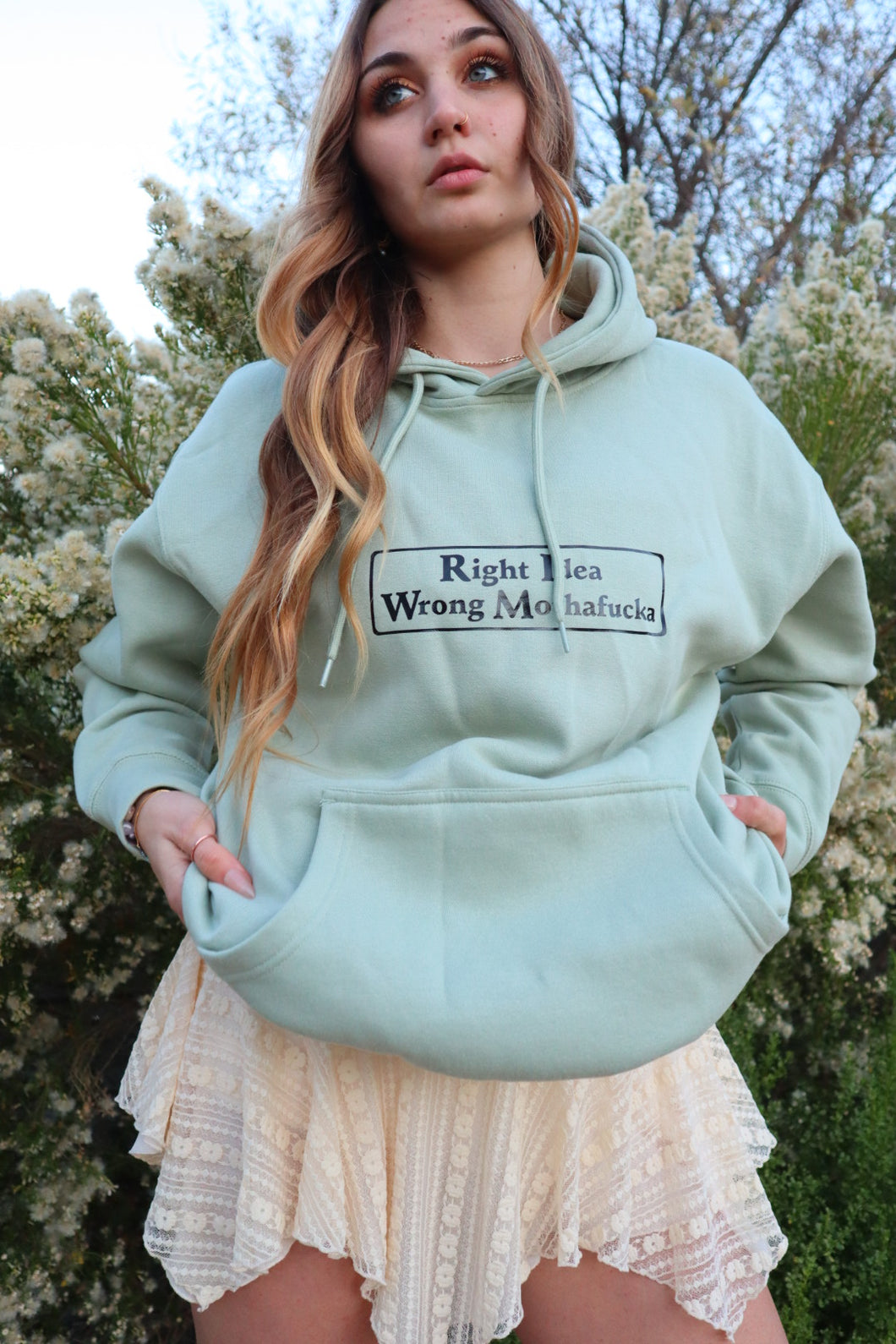 Sage Green Hoodie with Border