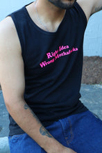 Load image into Gallery viewer, Black Tank Top Neon Pink Right Idea Wrong Mothafucka logo

