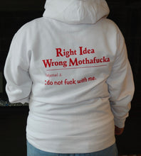 Load image into Gallery viewer, White Hoodie with Red RIWM Defintion
