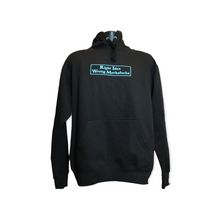 Load image into Gallery viewer, Black Hoodie Teal Right Idea Wrong Mothafucka Logo

