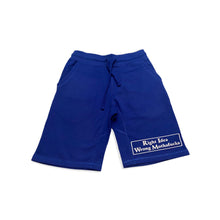Load image into Gallery viewer, Blue Shorts White with border Right Idea Wrong Mothafucka
