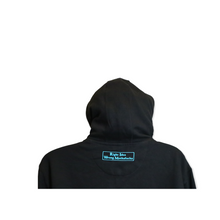 Load image into Gallery viewer, Black Hoodie Teal Right Idea Wrong Mothafucka Logo
